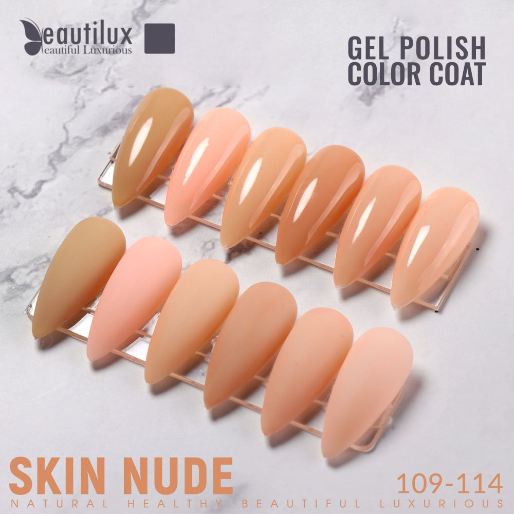 Beautilux Nail Gel Polish Kit Nude Pink Camouflage Color Nails Art Gels Varnish Lot UV Nail Ridge Filler Lacquer 6pcs/set x10ml