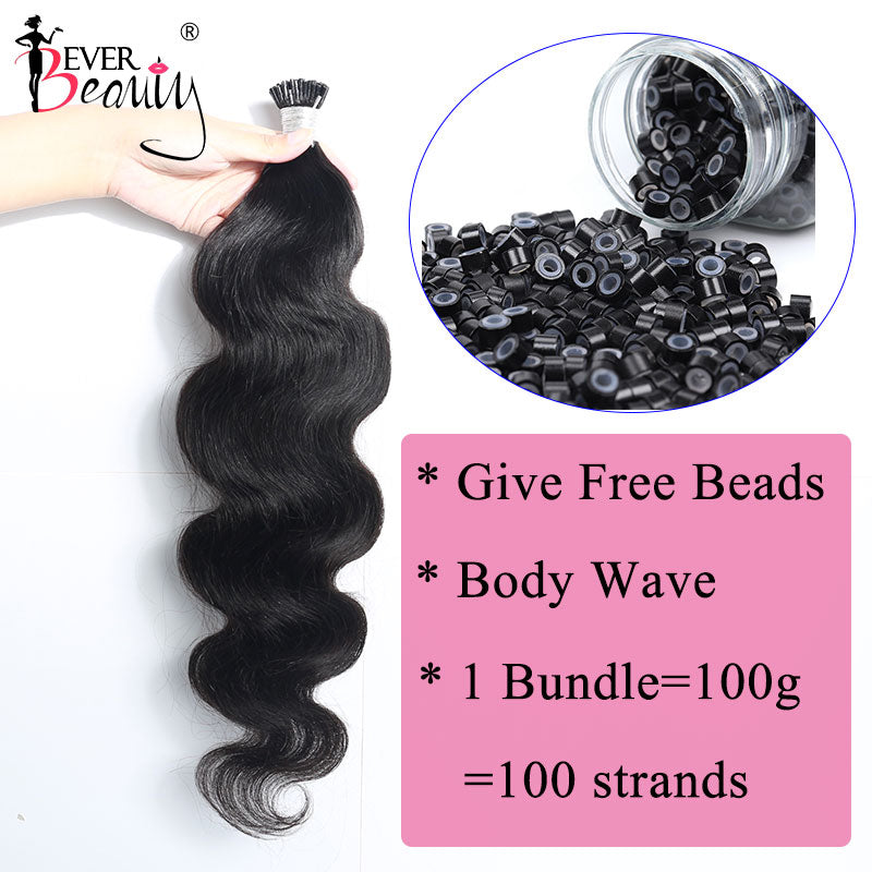 Body Wave Microlinks I Tip Hair Extensions Indian Natural Wavy Virgin Bulk Hair For Women 100% Human Hair For Salon Ever Beauty