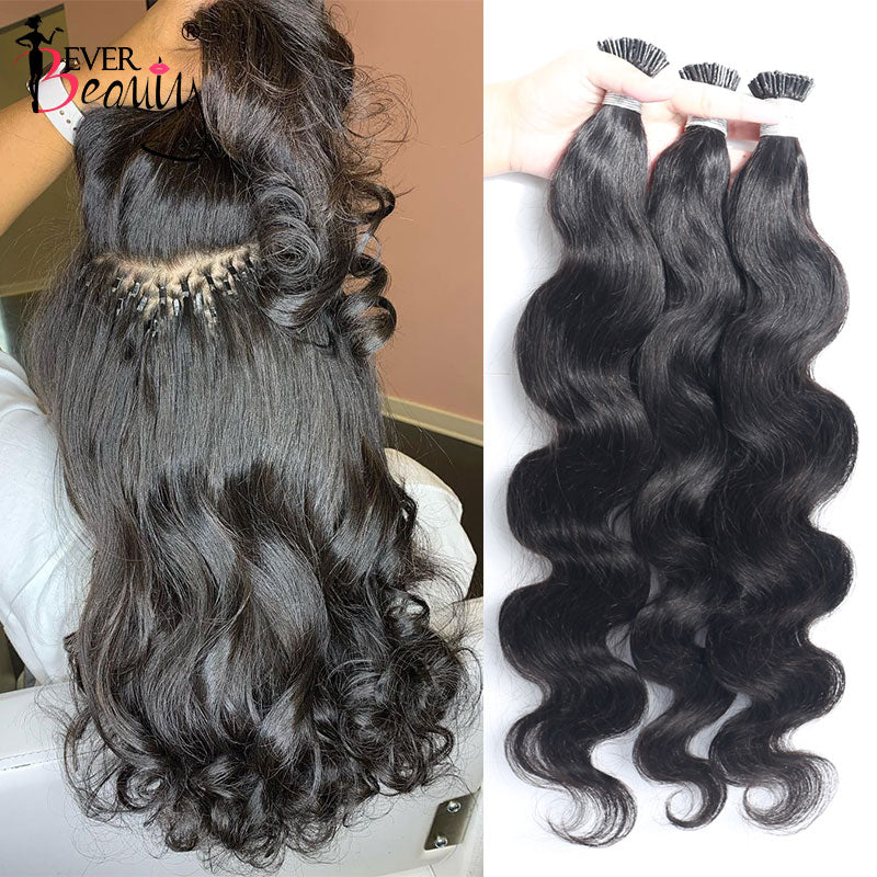 Body Wave Microlinks I Tip Hair Extensions Indian Natural Wavy Virgin Bulk Hair For Women 100% Human Hair For Salon Ever Beauty