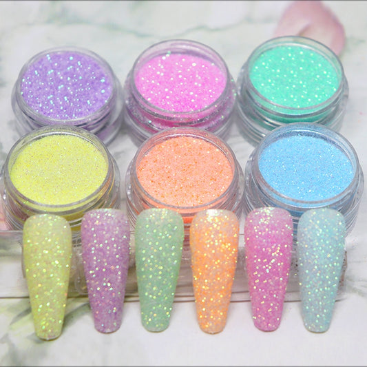 Sugar Powder Coat Effect Nail Glitter Kit For Manicure Design Candy Color Powder Chrome Pigment Dust Christmas Nails Accessories