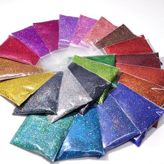 10G Holographic Nail Art Glitter Powder Sparkly Laser Gold Silver Chrome Bulk Fine Dust Charms Nail Supplies For Professionals